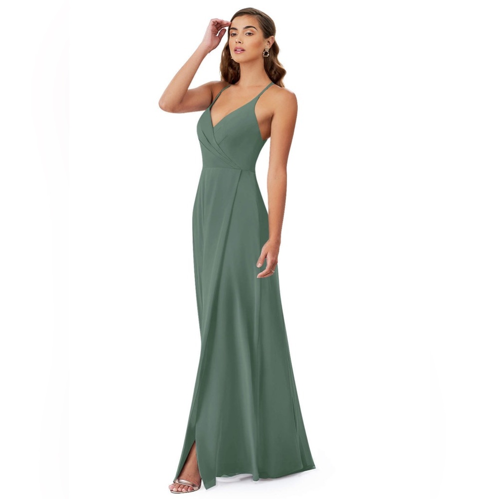 Azazie Davis dress in color eucalyptus